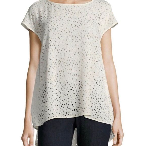 Eileen Fisher Tops - Eileen Fisher Confetti Laser-Cut Silk Top Size XXS 000173